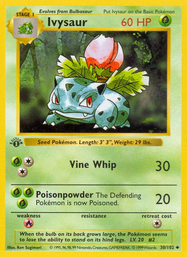 Pokémon-kaart Ivysaur 30/102 Uncommon uit de set Base Set