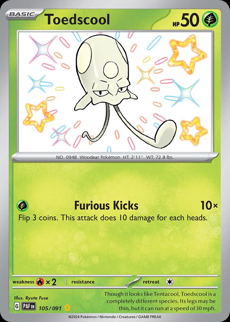 Pokémon-kaart Toedscool 105/91 Shiny Rare uit de set Paldean Fates Hauptbild