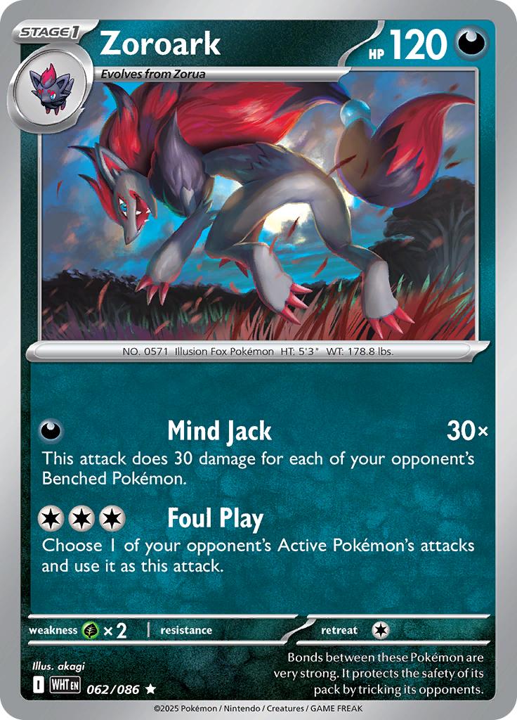 Pokémon-kaart Zoroark 062/086 Rare uit de set White Flare