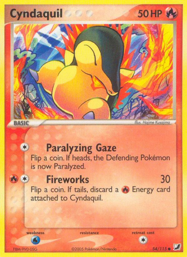 Pokémon-kaart Cyndaquil 54/115 Common uit de set EX Unseen Forces Image principale du produit
