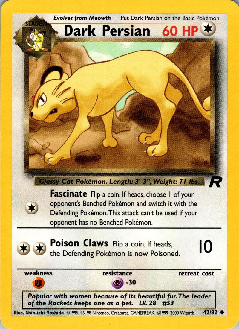 Pokémon-kaart Dark Persian 42/82 Uncommon uit de set Team Rocket