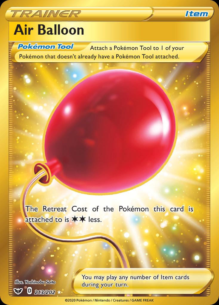 Pokémon-kaart Air Balloon 213/202 Secret Rare uit de set Sword & Shield
