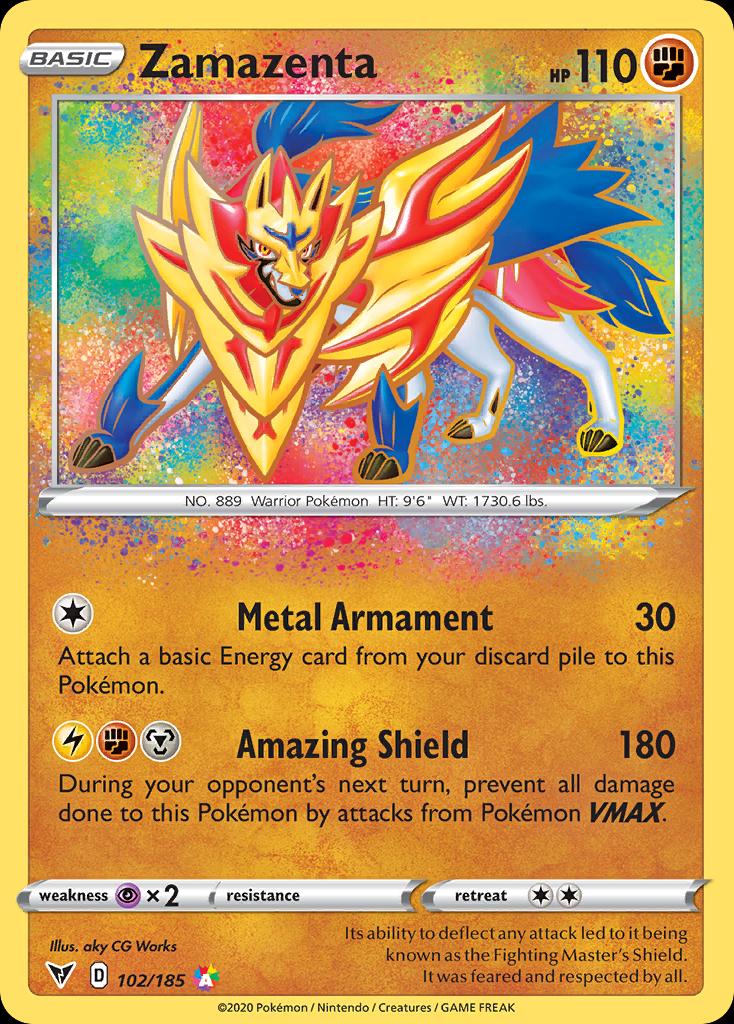 Pokémon-kaart Zamazenta 102/185 Amazing Rare uit de set Vivid Voltage