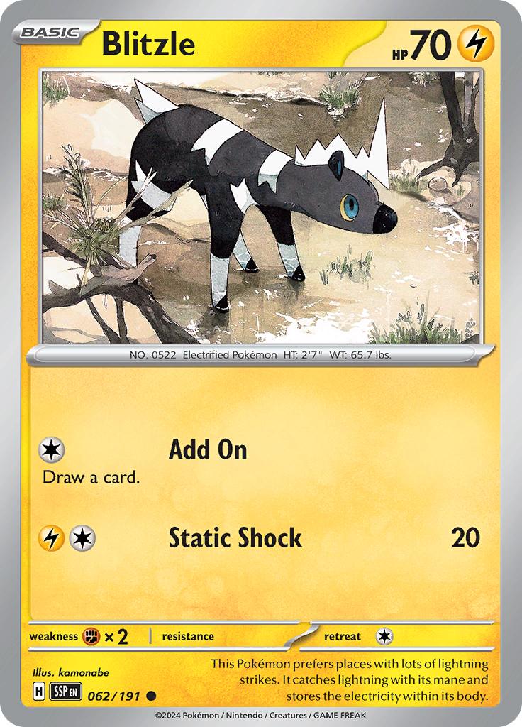 Pokémon-kaart Blitzle 062/191 Common uit de set Surging Sparks Hauptbild