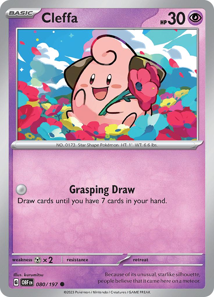 Pokémon-kaart Cleffa 080/197 Common uit de set Obsidian Flames Imagen principal del producto
