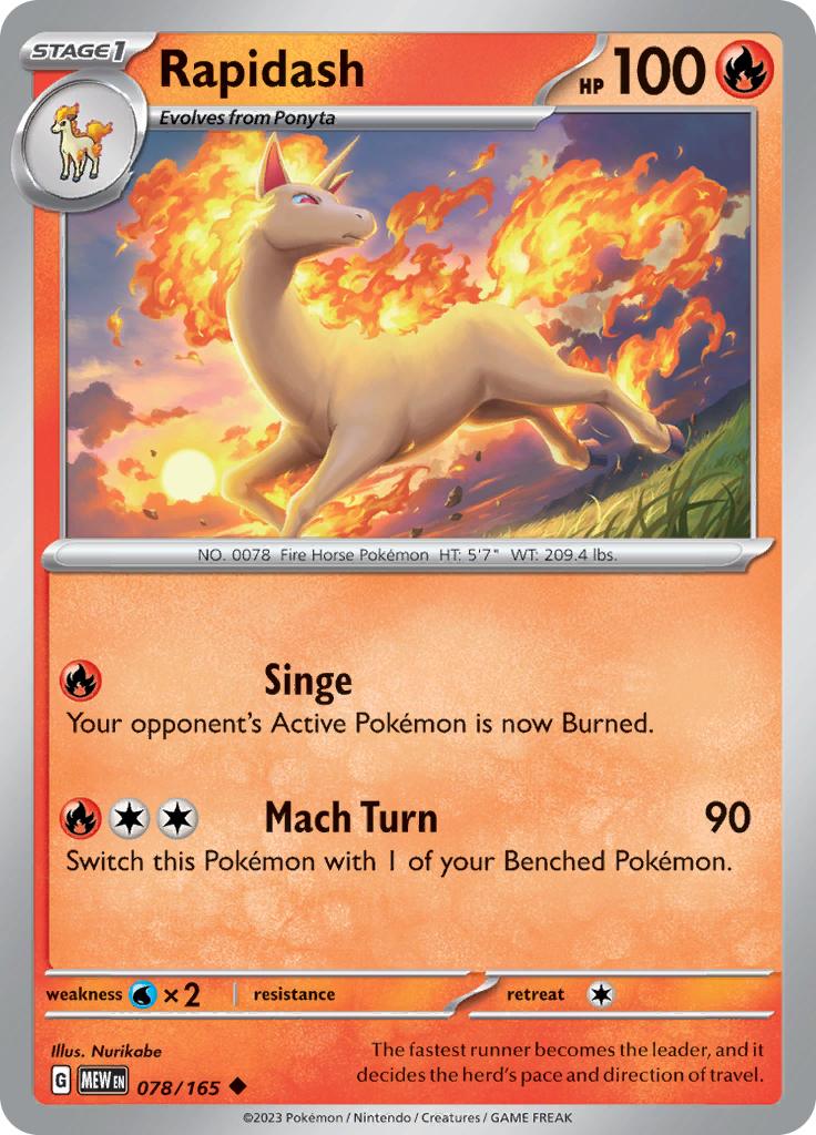 Pokémon-kaart Rapidash 078/165 Uncommon uit de set 151