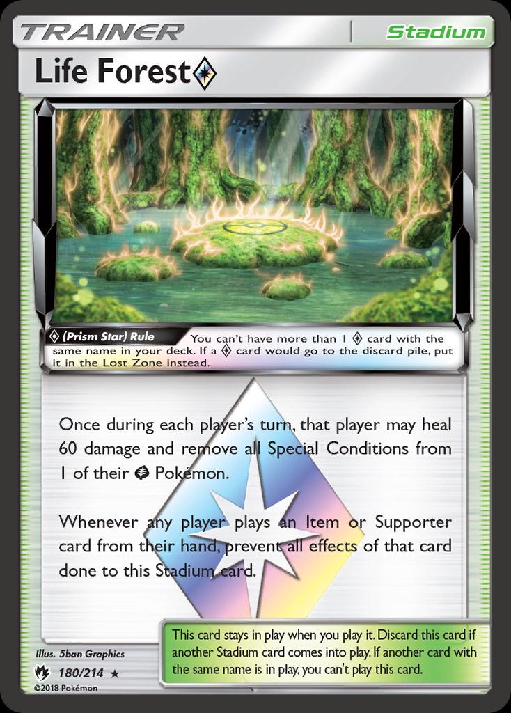 Pokémon-kaart Life Forest ◇ 180/214 Holo Rare uit de set Lost Thunder Image principale du produit