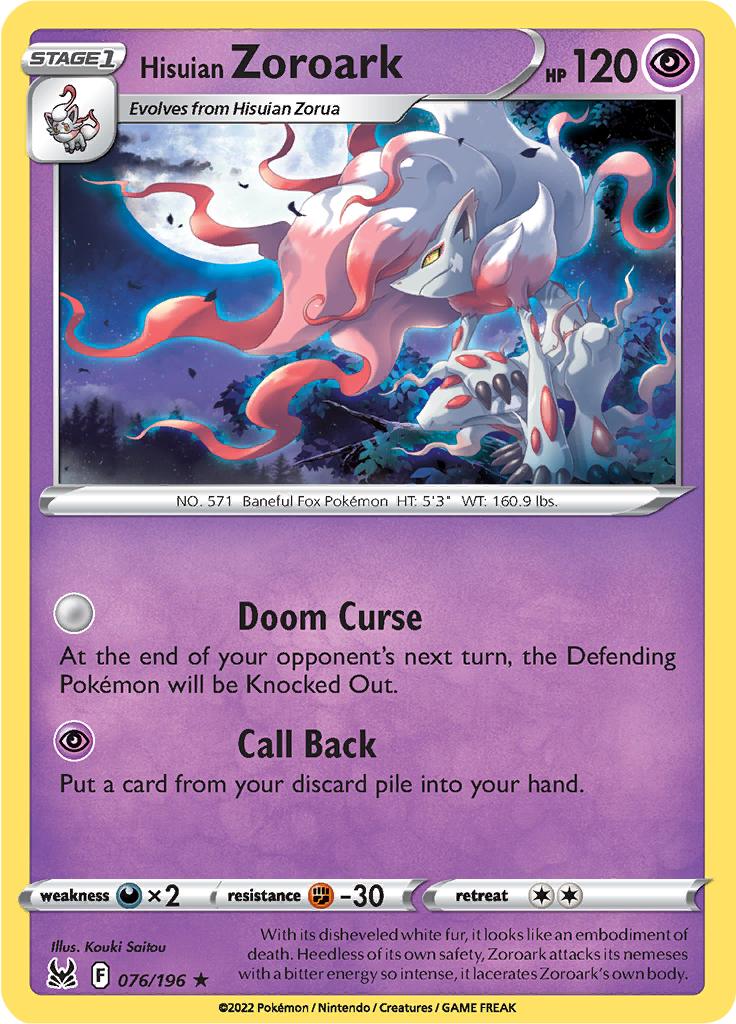Pokémon-kaart Hisuian Zoroark 076/196 Holo Rare uit de set Lost Origin Hauptbild