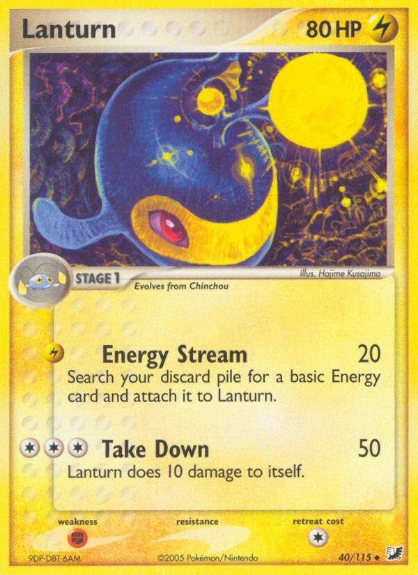 Pokémon-kaart Lanturn 40/115 Uncommon uit de set EX Unseen Forces Image principale du produit