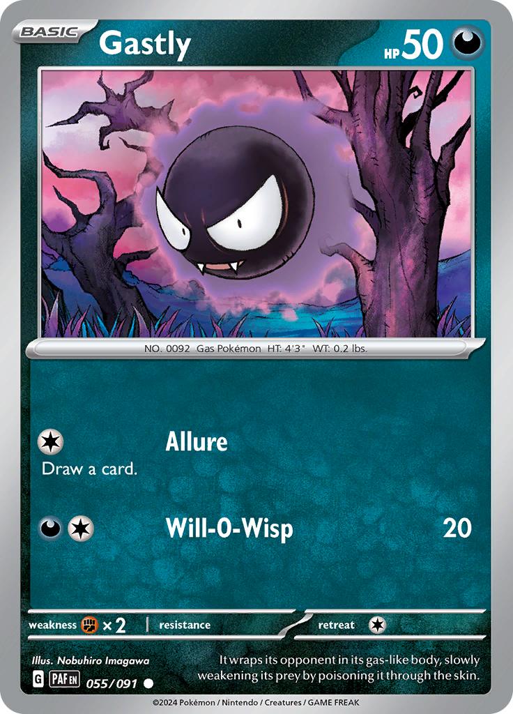 Pokémon-kaart Gastly 055/091 Common uit de set Paldean Fates Hauptbild