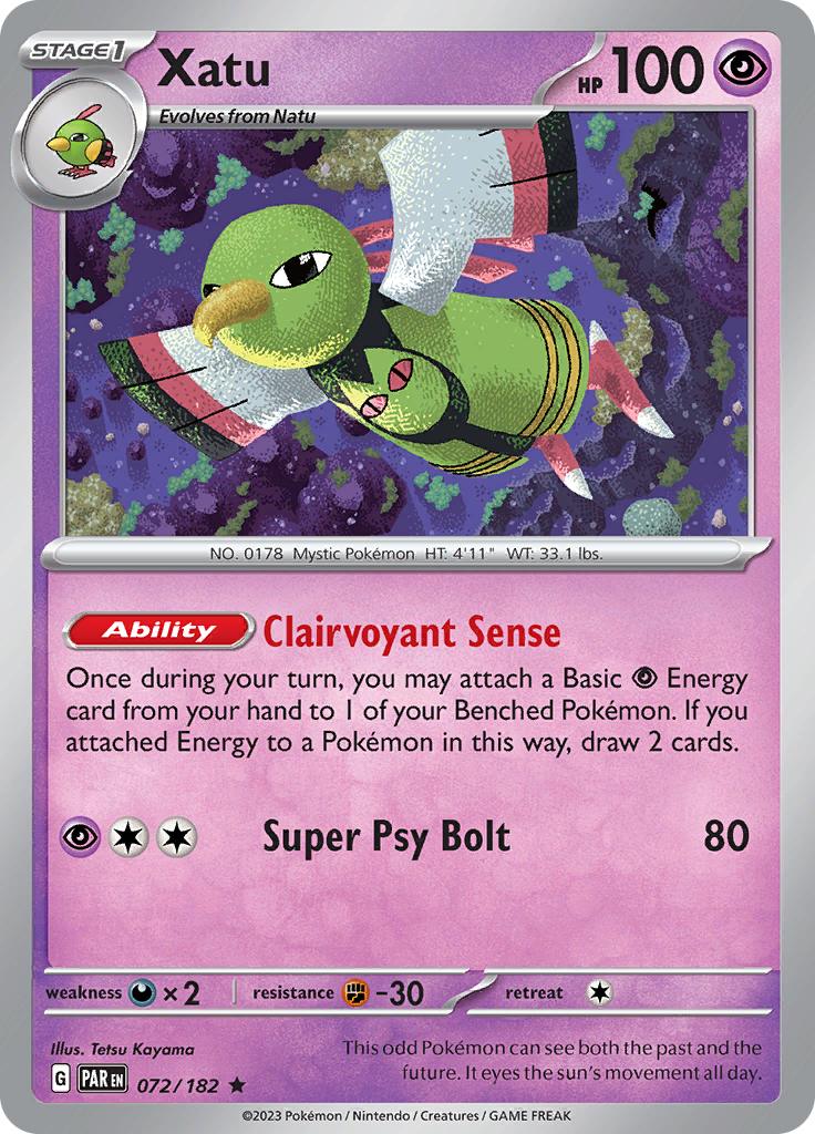 Pokémon-kaart Xatu 072/182 Rare uit de set Paradox Rift