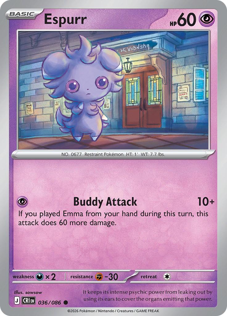 Pokémon-kaart Espurr 036/086 Common uit de set Chaos Rising Hoofdafbeelding