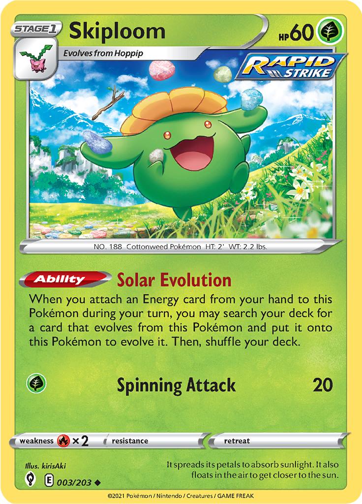 Pokémon-kaart Skiploom 003/203 Uncommon uit de set Evolving Skies