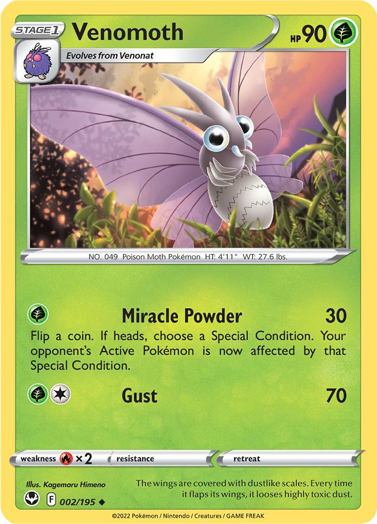 Pokémon-kaart Venomoth 002/195 Uncommon uit de set Silver Tempest