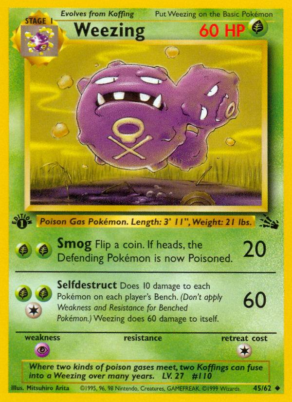 Pokémon-kaart Weezing 45/62 Uncommon uit de set Fossil Hoofdafbeelding