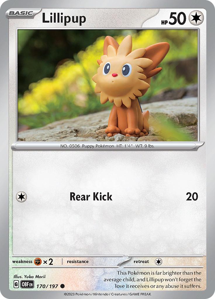 Pokémon-kaart Lillipup 170/197 Common uit de set Obsidian Flames
