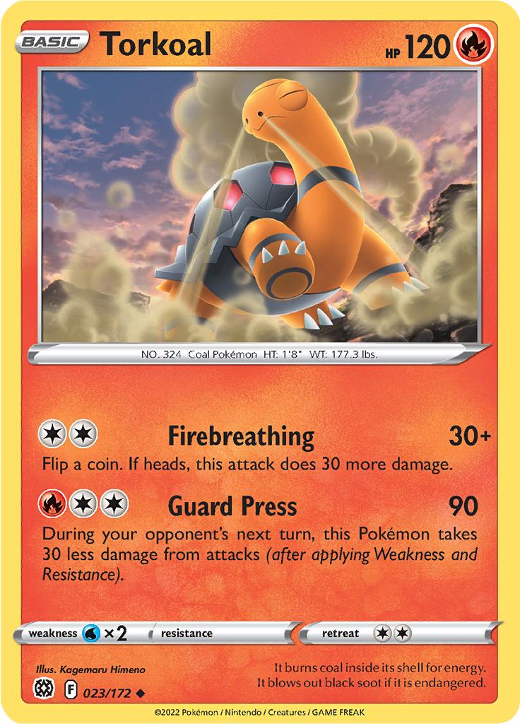 Pokémon-kaart Torkoal 023/172 Uncommon uit de set Brilliant Stars