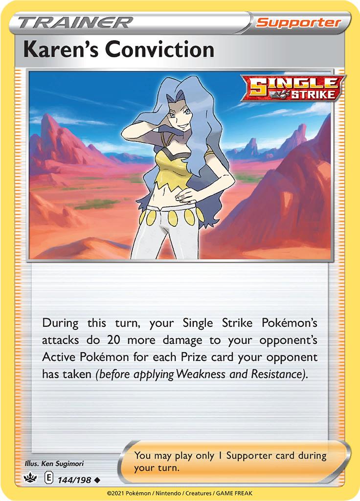 Pokémon-kaart Karen's Conviction 144/198 Uncommon uit de set Chilling Reign