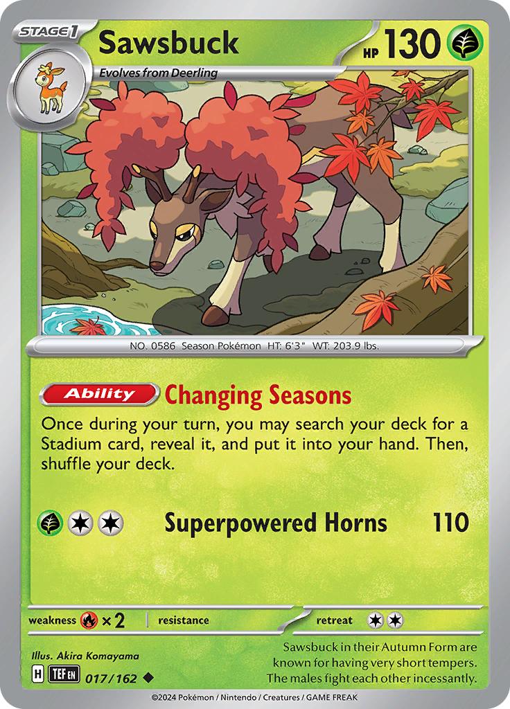 Pokémon-kaart Sawsbuck 017/162 Uncommon uit de set Temporal Forces