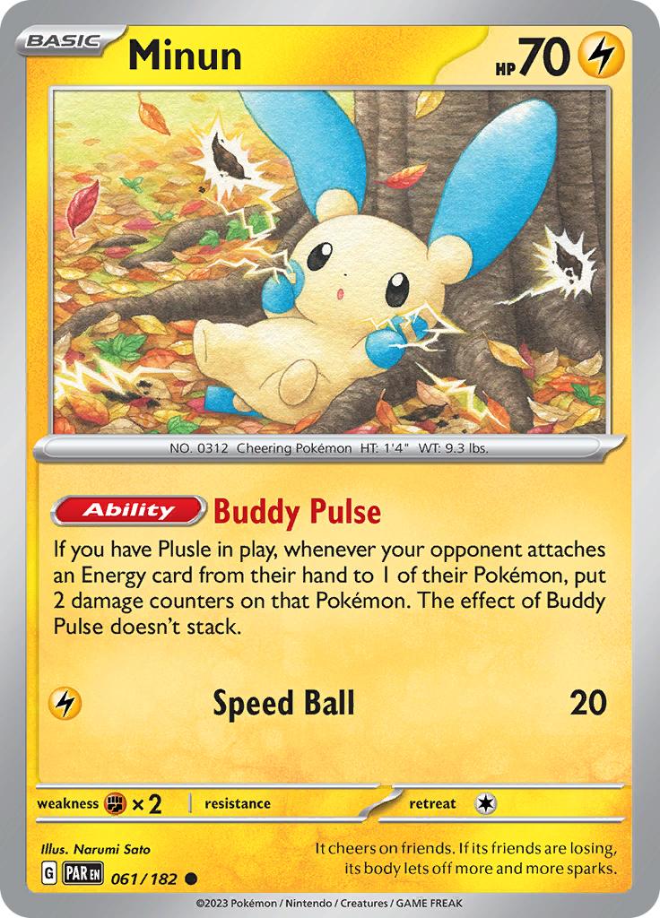 Pokémon-kaart Minun 061/182 Common uit de set Paradox Rift Hauptbild
