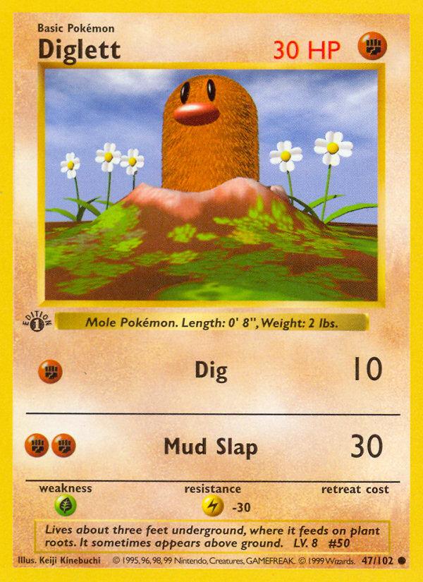 Pokémon-kaart Diglett 47/102 Common uit de set Base Set