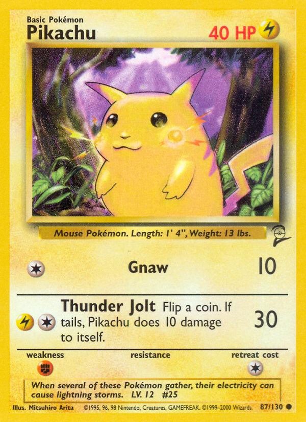 Pokémon-kaart Pikachu 87/130 Common uit de set Base Set 2 Image principale du produit