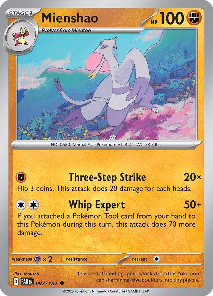 Pokémon-kaart Mienshao 097/182 Uncommon uit de set Paradox Rift