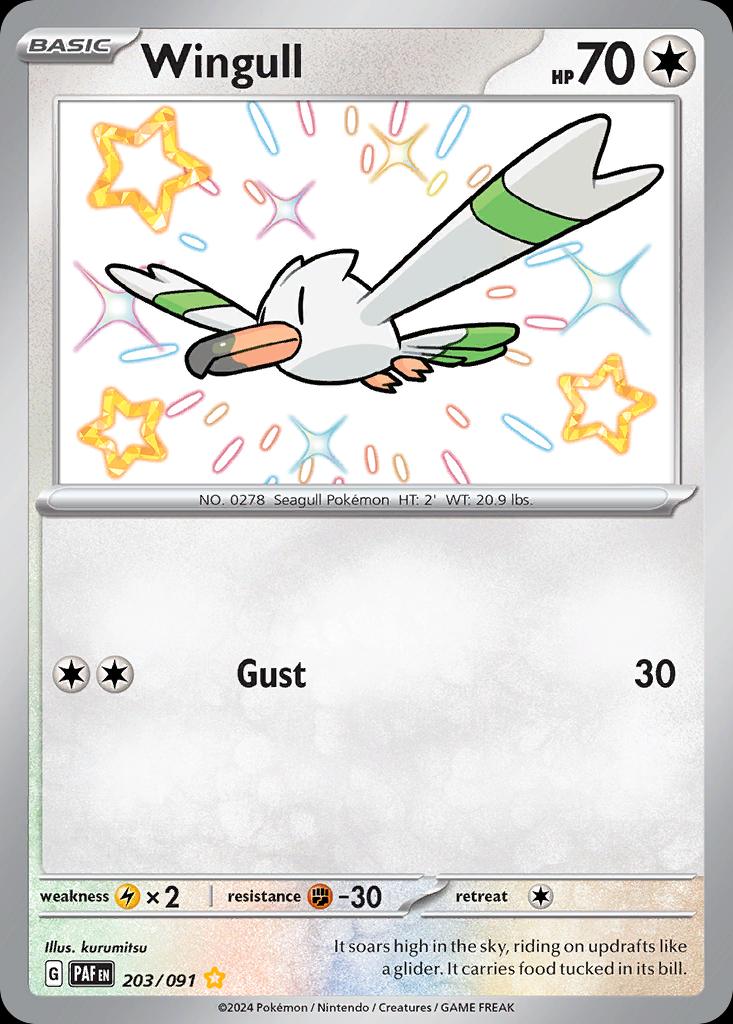 Pokémon-kaart Wingull 203/91 Shiny Rare uit de set Paldean Fates