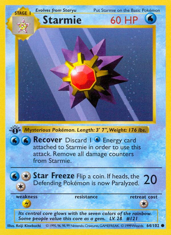 Pokémon-kaart Starmie 64/102 Common uit de set Base Set