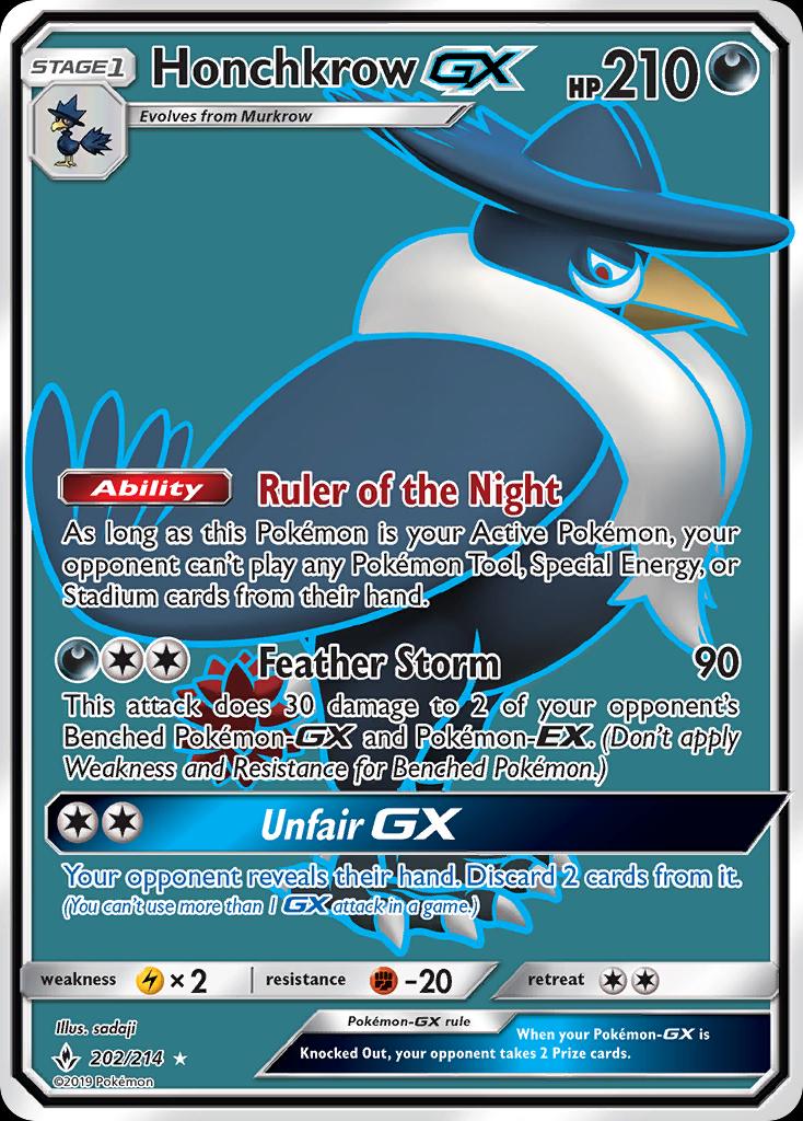 Pokémon-kaart Honchkrow GX 202/214 Ultra Rare uit de set Unbroken Bonds Main image