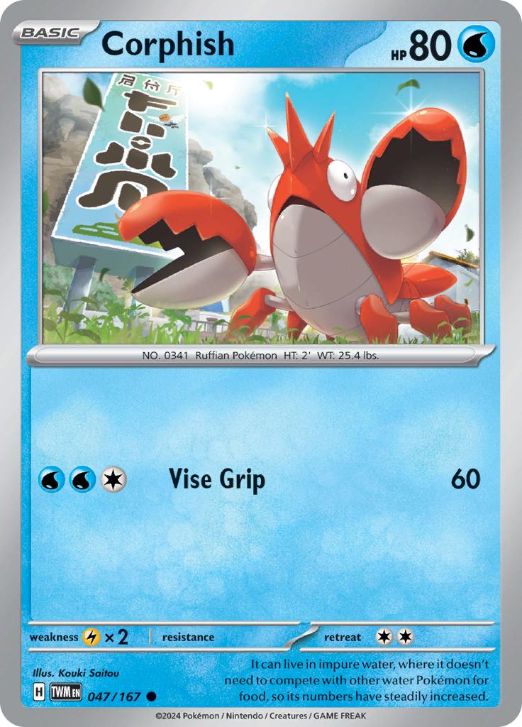 Pokémon-kaart Corphish 047/167 Common uit de set Twilight Masquerade Immagine principale del prodotto