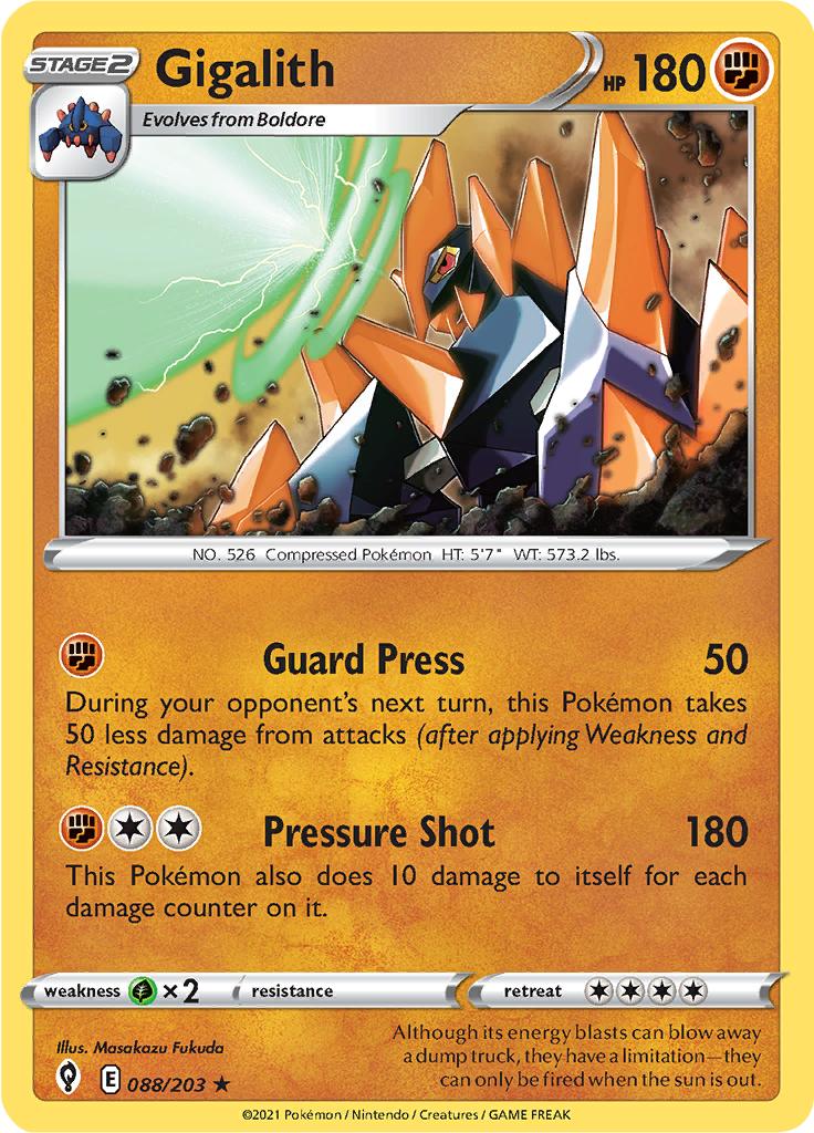 Pokémon-kaart Gigalith 088/203 Rare uit de set Evolving Skies