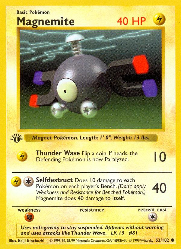 Pokémon-kaart Magnemite 53/102 Common uit de set Base Set