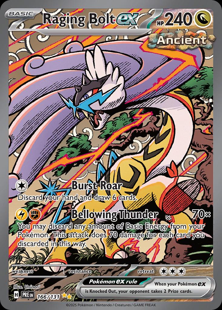 Pokémon-kaart Raging Bolt ex 166/131 Special Illustration Rare uit de set Prismatic Evolutions Hauptbild