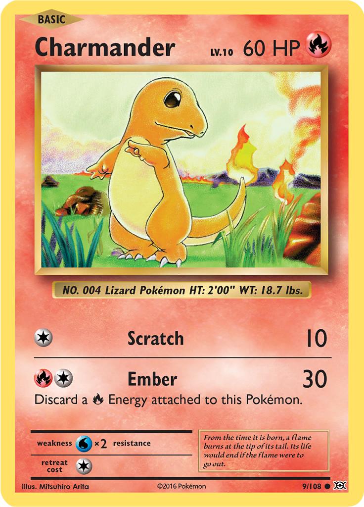 Pokémon-kaart Charmander 9/108 Common uit de set Evolutions Hauptbild
