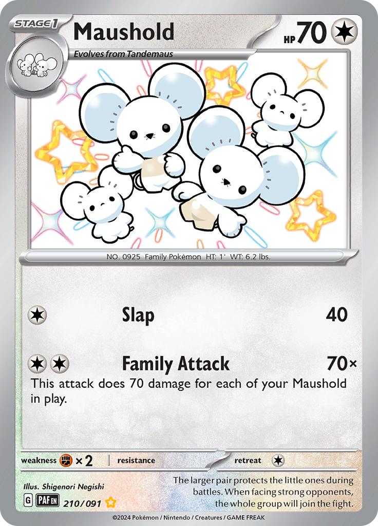 Pokémon-kaart Maushold 210/091 Shiny Rare uit de set Paldean Fates