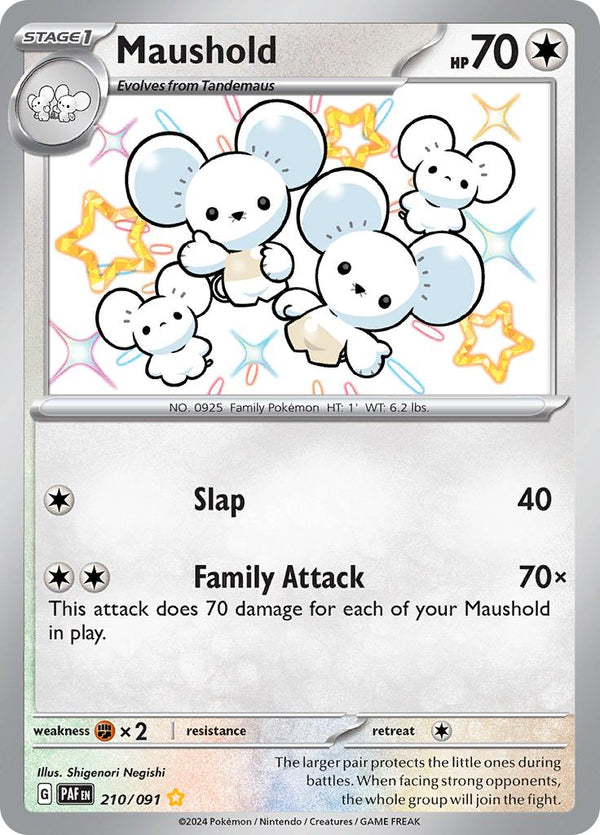 Pokémon-kaart Maushold 210/091 Shiny Rare uit de set Paldean Fates