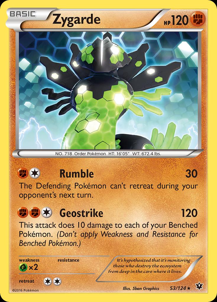 Pokémon-kaart Zygarde 53/124 Rare uit de set Fates Collide