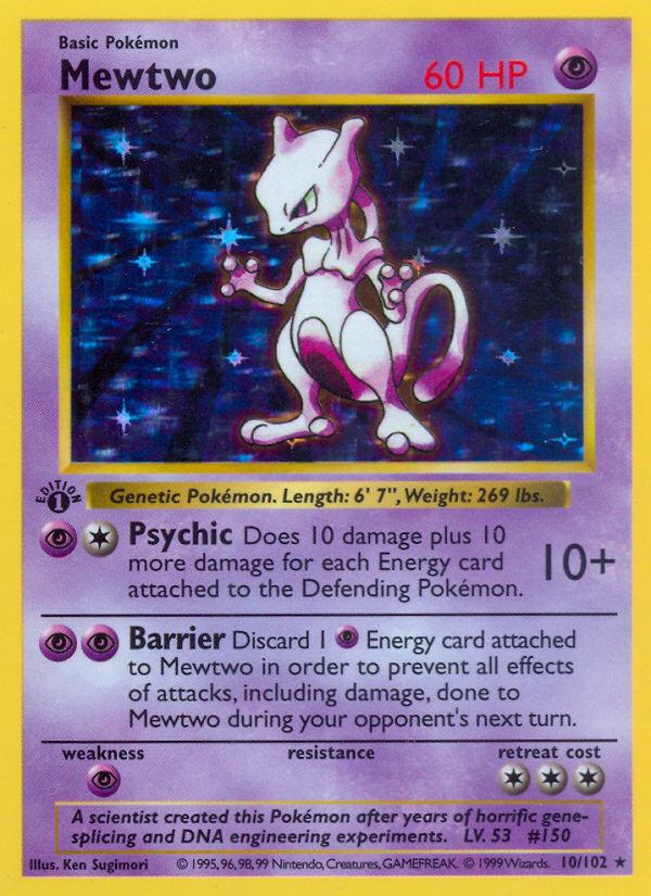 Pokémon-kaart Mewtwo 10/102 Holo Rare uit de set Base Set Hoofdafbeelding