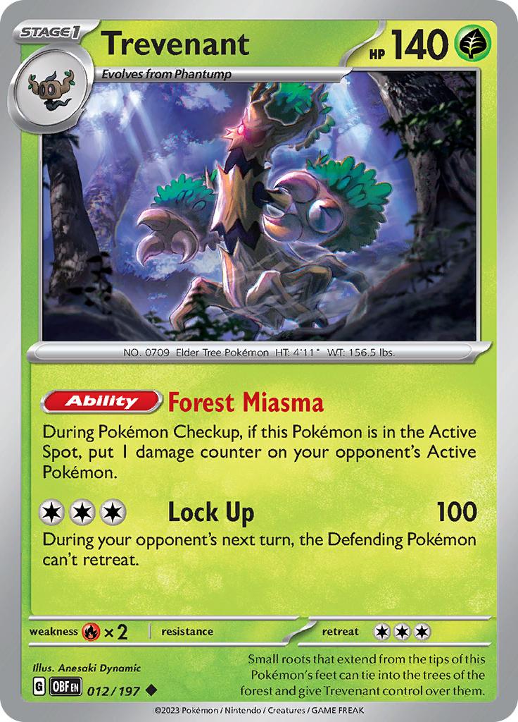 Pokémon-kaart Trevenant 012/197 Uncommon uit de set Obsidian Flames