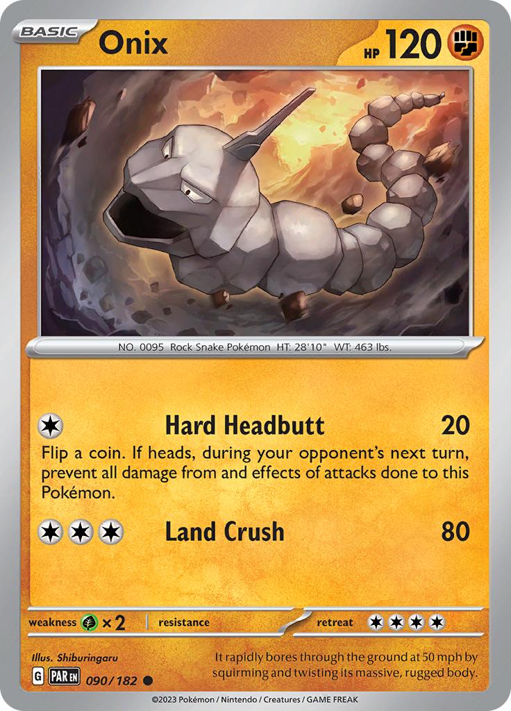 Pokémon-kaart Onix 090/182 Common uit de set Paradox Rift Imagen principal del producto