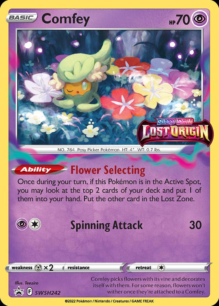 Pokémon-kaart Comfey SWSH242 Promo uit de set SWSH Black Star Promos Image principale du produit