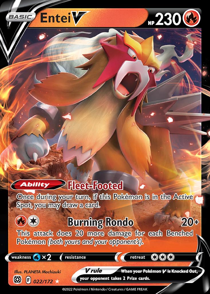 Pokémon-kaart Entei V 022/172 Ultra Rare uit de set Brilliant Stars