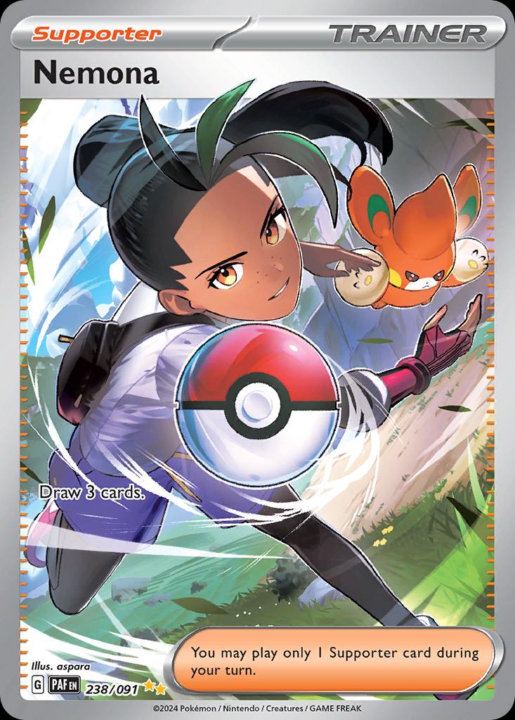 Pokémon-kaart Nemona 238/91 Special Illustration Rare uit de set Paldean Fates Hoofdafbeelding