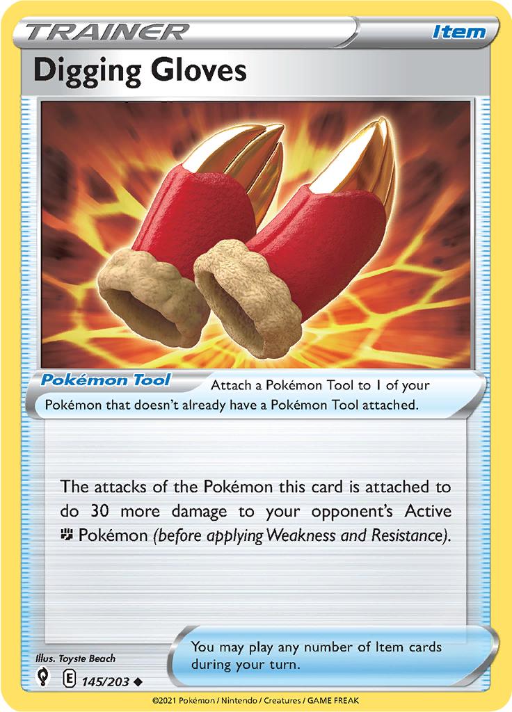 Pokémon-kaart Digging Gloves 145/203 Uncommon uit de set Evolving Skies