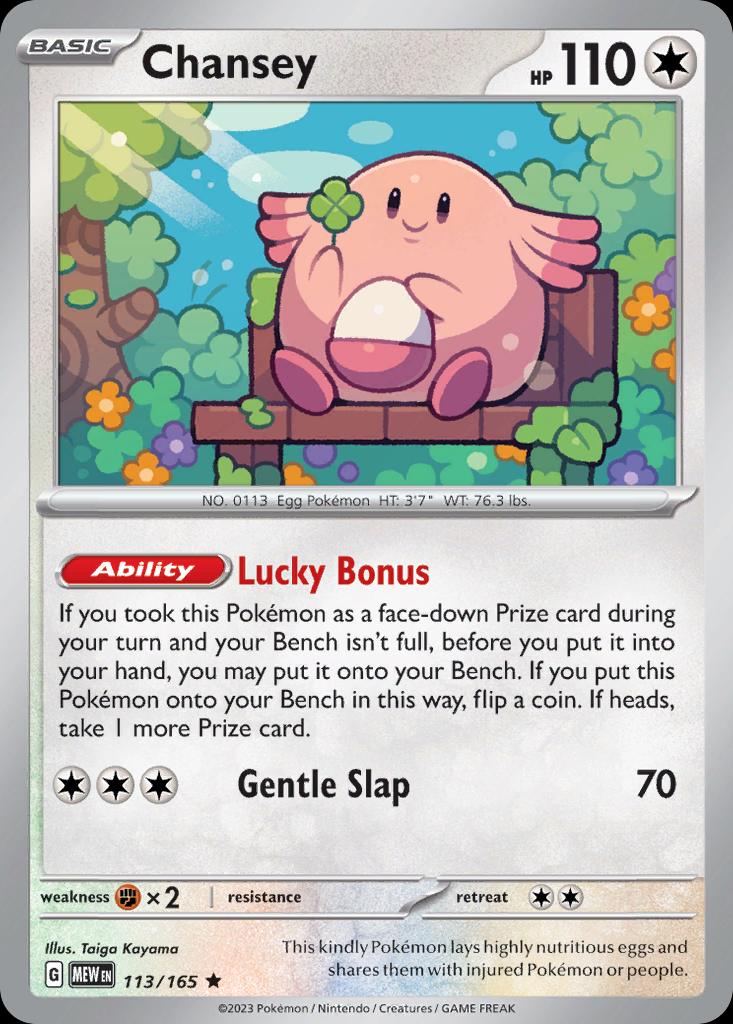 Pokémon-kaart Chansey 113/165 Rare uit de set 151