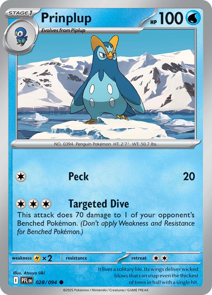 Pokémon-kaart Prinplup 028/094 Common uit de set Phantasmal Flames