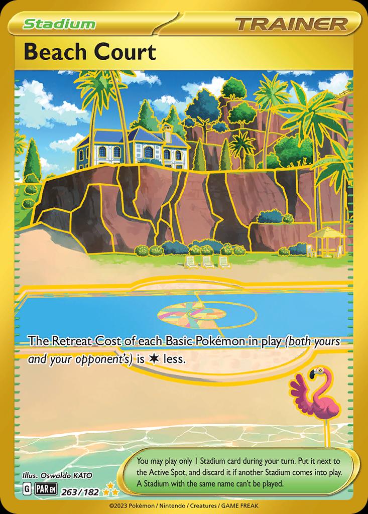 Pokémon-kaart Beach Court 263/182 Secret Rare uit de set Paradox Rift Hoofdafbeelding