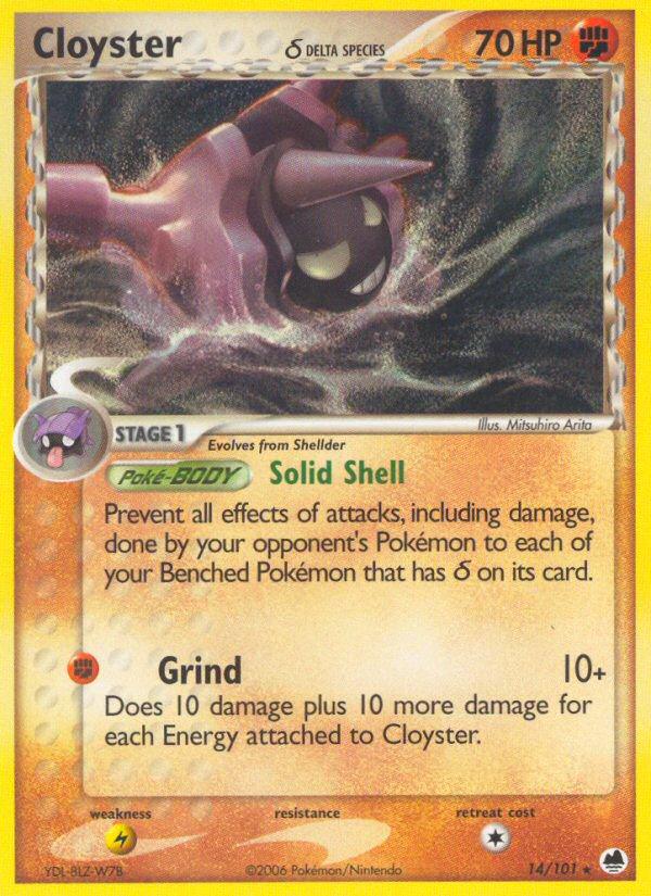 Pokémon-kaart Cloyster δ 14/101 Rare uit de set EX Dragon Frontiers Image principale du produit