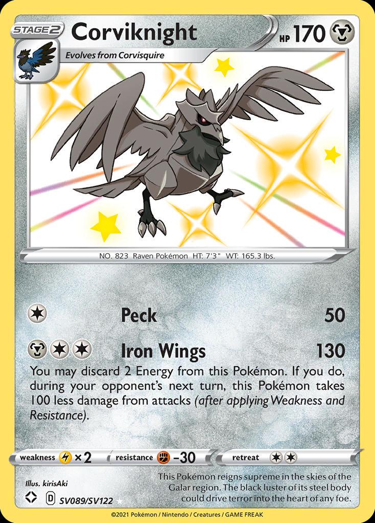 Pokémon-kaart Corviknight SV089/SV122 Secret Rare uit de set Shining Fates Hoofdafbeelding